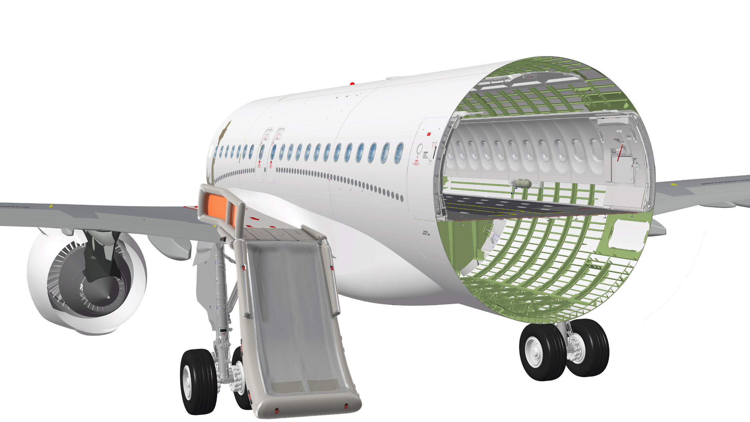 Ein Flugzeug mit modernen Antriebssystem fliegt in der Luft