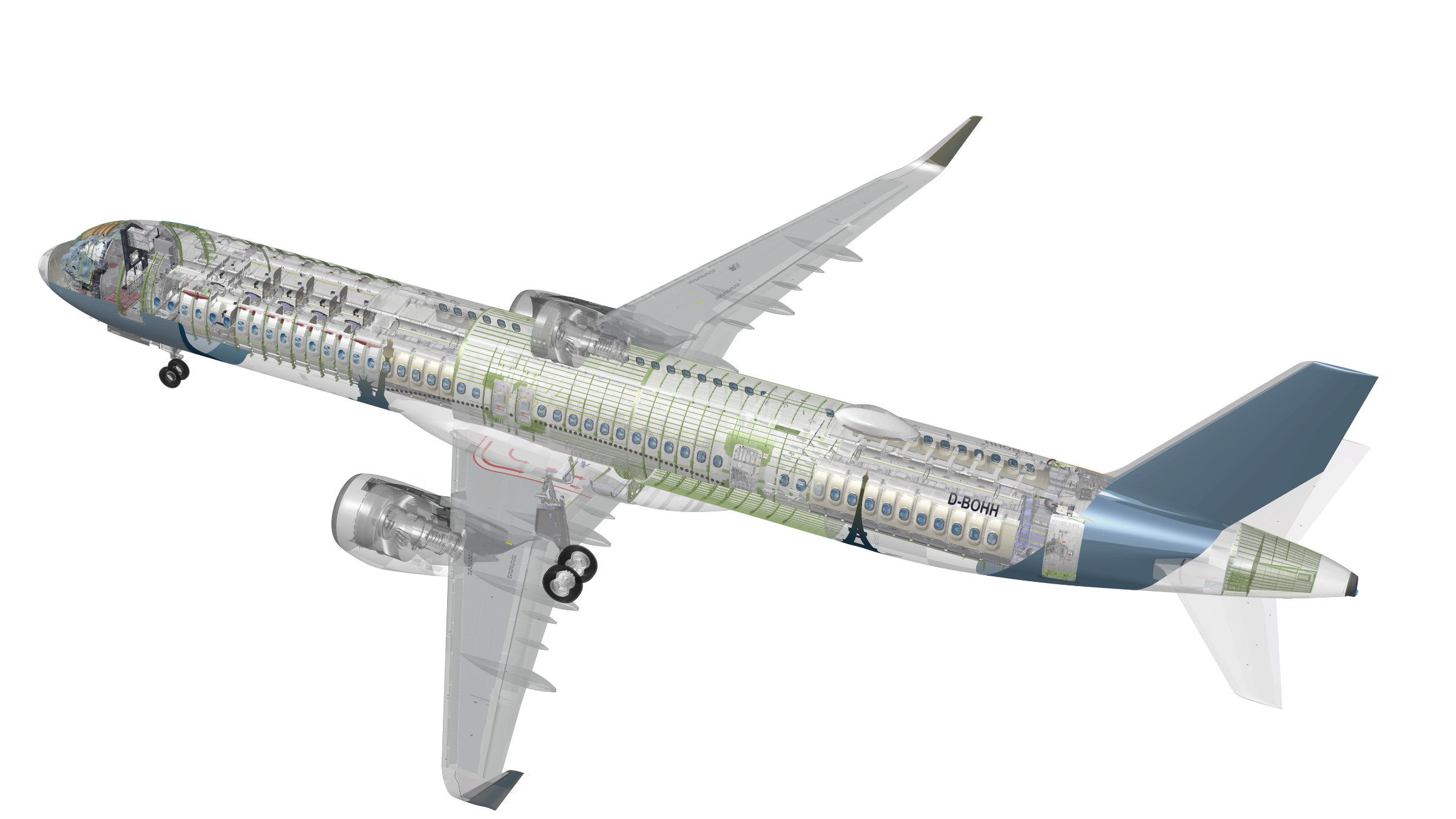 Ein kleiner moderener Helikopter mit vier großen Propellern steht auf dem Boden.